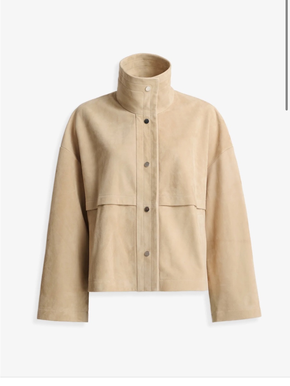 High-Neck Beige Suede Jacket